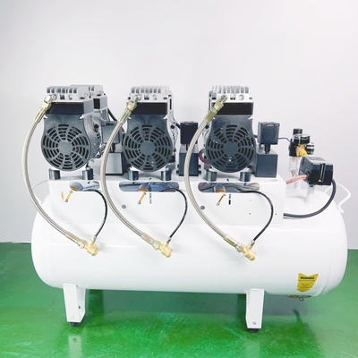 Compresor de aire silencioso de 90L Libre de aceite Compresor de aire dental de 2500W utilizado para 6 sillas dentales