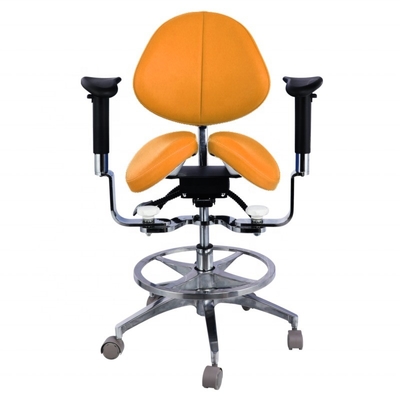Asiento de montura ergonómico con montura dividida Sillón de dentista Sillón dental giratorio de lujo de piel de fibra micro