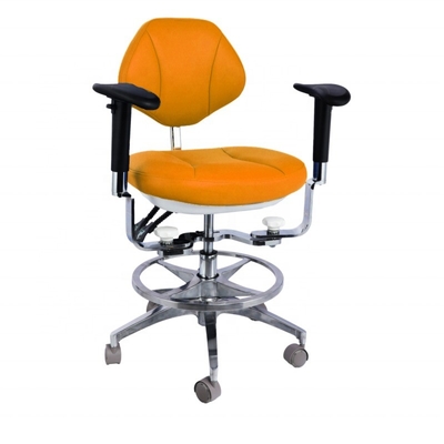 Diseño ergonómico silla de asistente dental 5 ruedas universales sillón dental con doble reposabrazos