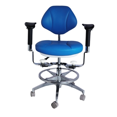 Diseño ergonómico silla de asistente dental 5 ruedas universales sillón dental con doble reposabrazos