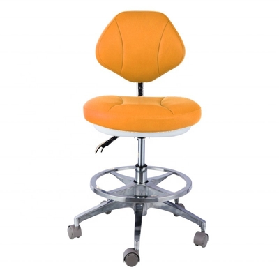 360 grados de rotación de la silla de asistente dental asiento cómodo taburete dental con respaldo