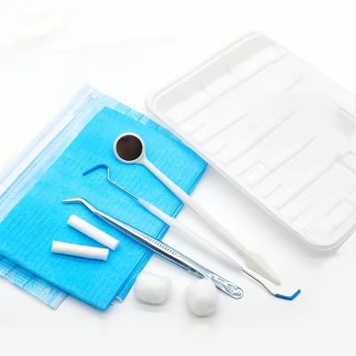 Conjunto de instrumentos dentales desechables con espejo/pintador/sonda/bibi/tray