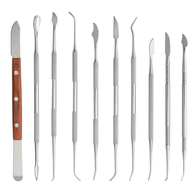 Cuchillo de escultura dental de doble extremo de acero inoxidable 10pcs/ Set Herramientas de tallado de cera dental
