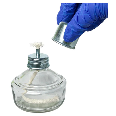 Lámpara de laboratorio dental de vidrio para quemadores de alcohol 120 ml lámpara de espíritu tapa de metal lámpara de quemadores de alcohol con mecha tejida