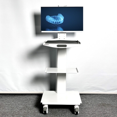 Camión de instrumentos de la clínica dental con enchufe de acero inoxidable Carro móvil de escaneo oral con pantalla de 24 pulgadas