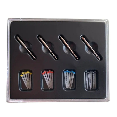 Dental de tornillo recto endodoncia cónica de fibra espiral poste con taladros 20 postes y 4 taladros post de fibra de vidrio dental