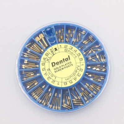 Uso de tratamiento de acero inoxidable tornillo dental post instrumento dental endodóntico variado dorado revestido de tornillo post 120pcs por caja