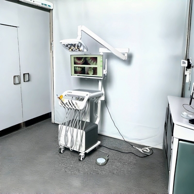 Carro de lujo para dentistas Trolley Cargador móvil de tratamiento dental Escritorio Unidad dental portátil con lámpara LED de blanqueamiento de dientes