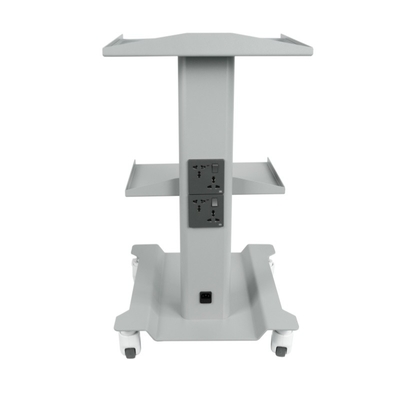 Muebles de la clínica dental Carro móvil con bandeja de tres capas Diseño de color de acero inoxidable Carro móvil con toma incorporada