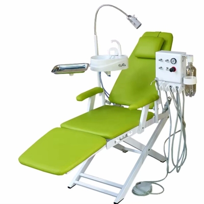 Unidad de silla dental portátil ligera silla plegable móvil con luz led trabajo con unidad de turbina portátil