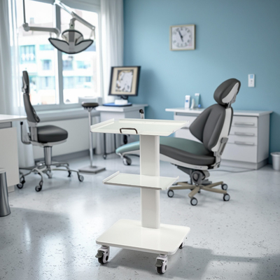 Camión de instrumentos móviles de la clínica dental Camión móvil dental con rueda de freno Camión de carrito portátil con toma dentario incorporado