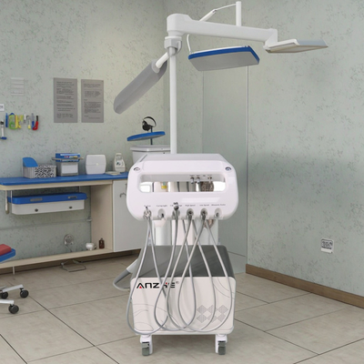 Unidad de entrega dental de la fábrica dental de Foshan Unidad de tratamiento dental portátil de 550W con compresor de aire Carritos de operación móviles