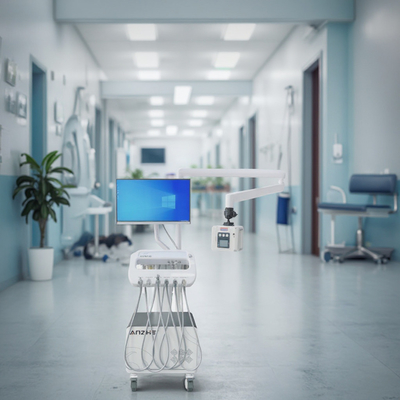 Máquina de tratamiento dental de venta caliente con compresor Equipo de clínica dental Carro de entrega dental móvil