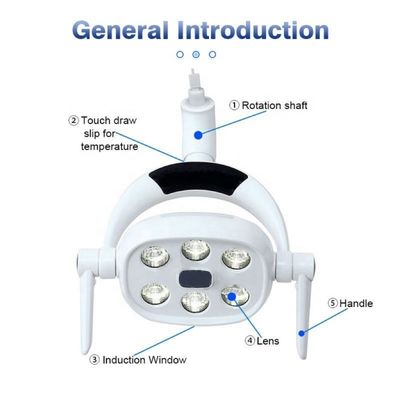 Luz de inducción dental LED de 6 LED para unidad dental 9W Lámpara LED ajustable para cirugía oral Tipo sensor Luz de funcionamiento sin sombras