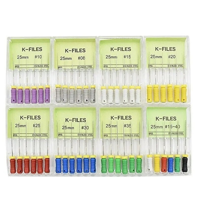 6pcs / Box Canal de raíz K archivos Tratamiento endótico Dental Endo archivos Niti Dental K archivo