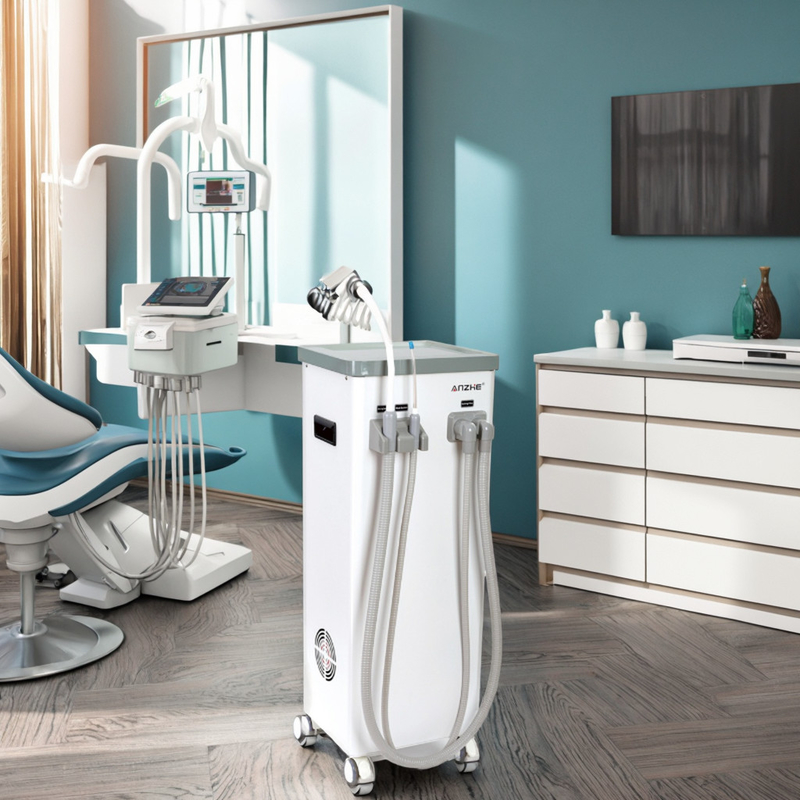 Unidad móvil de succión dental con tanque de agua sucia drenaje automático ejector de saliva dental succión 800L por minuto máquina de succión