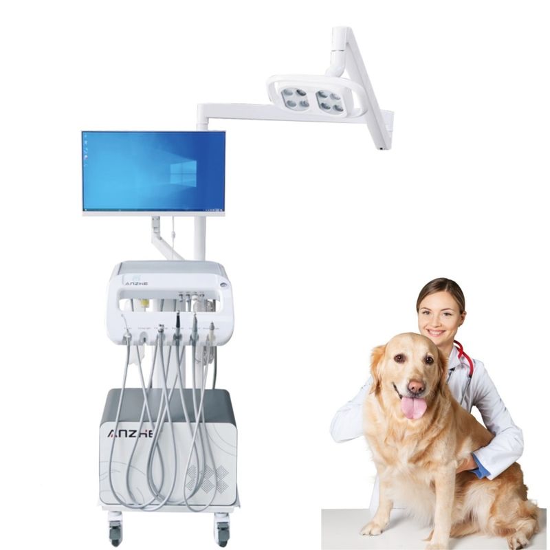 Foshan profesional de la fábrica dental Veterinario de uso de unidad dental portátil con la operación de luz de la mascota de dientes de terapia de carro