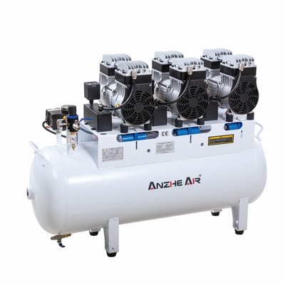 Compresor de aire silencioso de 90L Libre de aceite Compresor de aire dental de 2500W utilizado para 6 sillas dentales