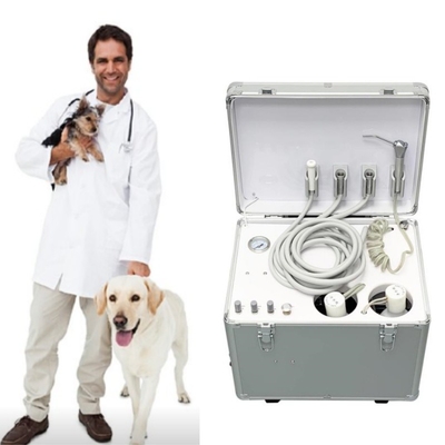 Veterinario usa unidad dental portátil equipaje estilo mascotas máquina de tratamiento dental con compresor de aire