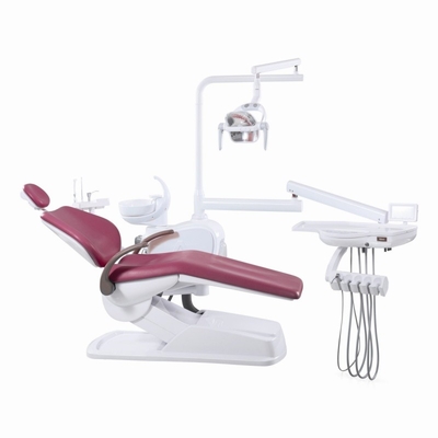 Unidad de silla dental de cuero de diseño económico con bandeja de operación montada en el suelo