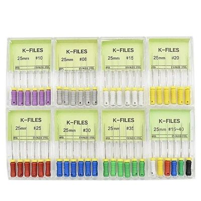 Un buen precio. 6pcs / Box Canal de raíz K archivos Tratamiento endótico Dental Endo archivos Niti Dental K archivo en línea