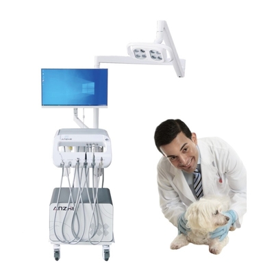 Unidad dental móvil Carro Tratamiento dental Clínica veterinaria de mascotas Turbina con compresor de aire y luz quirúrgica