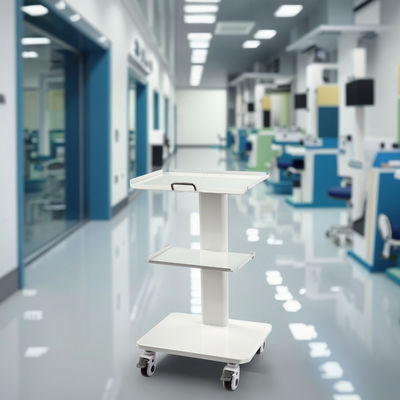 Camioneta dental portátil multifuncional móvil de 3 capas Estante de metal Camión móvil de color blanco Camión de herramientas dentales