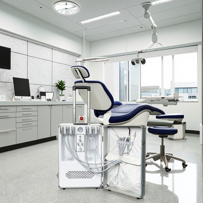 Unidad dental portátil de diseño de maleta, unidad de tratamiento dental móvil portátil con compresor incorporado, lámpara de fotocurado y escalador