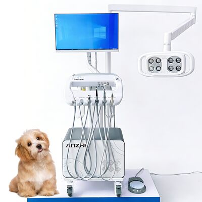 Máquina de tratamiento dental de mascotas todo en uno Unidad dental veterinaria móvil con lámpara LED PC Carrito dental veterinario móvil para el cuidado oral del perro
