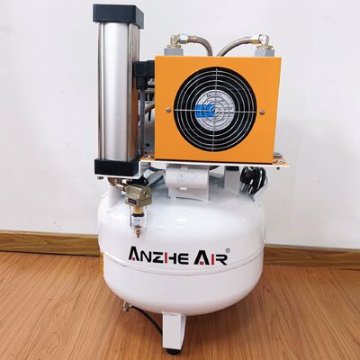 Un buen precio. Compresor de aire ultra silencioso de 55 dB, sin aceite, eficiente energéticamente, 550 W, 32 L para clínicas médicas y dentales con secador en línea