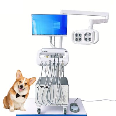 Un buen precio. Máquina de tratamiento dental de mascotas todo en uno Unidad dental veterinaria móvil con lámpara LED PC Carrito dental veterinario móvil para el cuidado oral del perro en línea