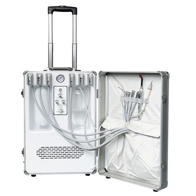 CE Unidad dental portátil con compresor de aire Unidad de turbina dental móvil conjunto completo Equipo dental silencioso sin aceite para uso en el exterior de la clínica