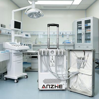 Un buen precio. Unidad dental veterinaria portátil aprobada por el CE Equipo de clínica dental móvil para mascotas con compresor de aire Unidad de turbina dental completa en línea