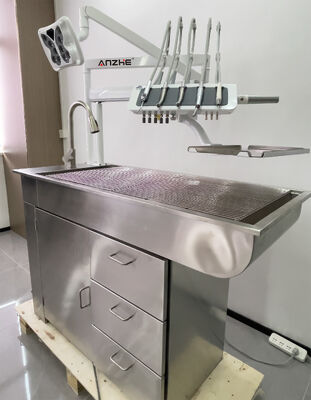 Unidad Dental Veterinaria Todo en Uno con Compresor de Aire Silencioso Libre de Aceite, Luz LED, Equipo Dental Portátil para Clínica de Animales