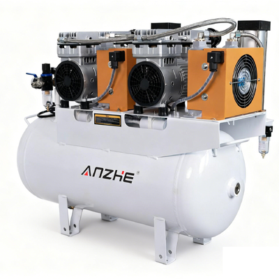 Un buen precio. Compresor de aire dental sin aceite con secador de aire 60L 1700W Compresor dental de bajo ruido para 4 sillas dentales en línea
