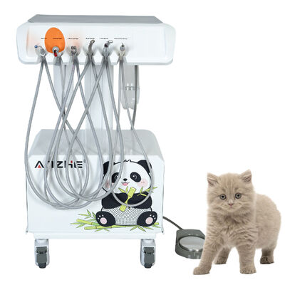 Unidad dental veterinaria portátil con compresor de aire libre de aceite silencioso Estación de trabajo dental veterinaria con luz de curación y sistema de succión LED de escalador ultrasónico para clínica de animales
