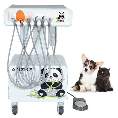 Unidad dental veterinaria portátil con compresor de aire libre de aceite silencioso integrado en una estación de trabajo dental veterinaria con luz de curación y sistema de succión de LED con escalador ultrasónico para clínicas de animales