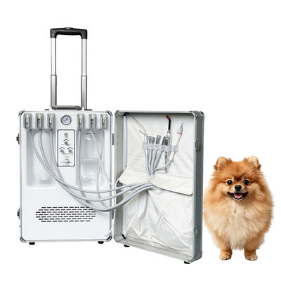 Un buen precio. Unidad dental portátil veterinaria con compresor de aire libre de aceite, escalador ultrasónico y sistema de succión todo en uno Equipo de tratamiento dental para mascotas móviles en línea