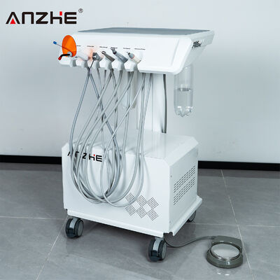 Unidad dental portátil con compresor de aire incorporado Escalador ultrasónico Luz de curación LED Alta baja velocidad Pieza de mano móvil Carrito de tratamiento dental Estación de trabajo dental compacta para clínica dental