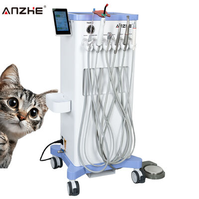Unidad Dental Veterinaria Portátil con Motor Electrónico, Pieza de Mano Dental Veterinaria de Fibra Óptica 1:5 con Carrito Dental, Limpiador Sónico y Lámpara de Curado LED