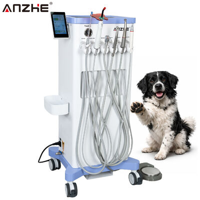 Un buen precio. Unidad dental móvil veterinaria con motor eléctrico integrado en el sistema de succión del compresor Escalador ultrasónico y luz de curación LED para clínicas dentales de animales en línea