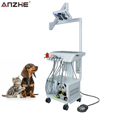 Un buen precio. Unidad dental veterinaria portátil con lámpara dental mariposa Estación de trabajo dental veterinaria móvil con compresor de aire integrado Scaler Curing Light y sistema de succión en línea
