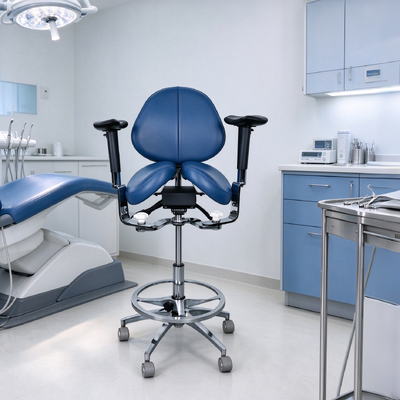 Un buen precio. Taburete dental ergonómico de lujo con altura ajustable de rotación de 360 grados y asiento de montura para clínicas en línea