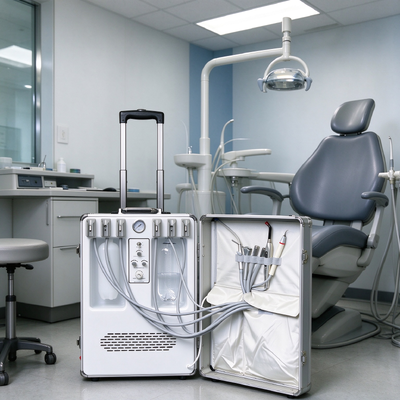 Un buen precio. Unidad Dental Portátil con Bajo Ruido de 38dB, Tanque de Aire de Acero Inoxidable de 6L y Doble Voltaje 110V/220V para Tratamientos Dentales Móviles en línea