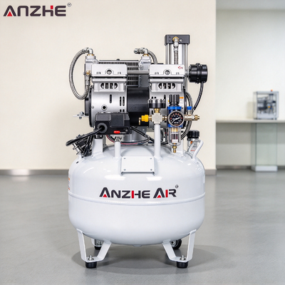 Compresor de aire silencioso sin aceite de grado médico de 550W con tanque de aire de 32L y secador incorporado, fuente de aire limpio y seco para clínicas dentales e instrumentos dentales