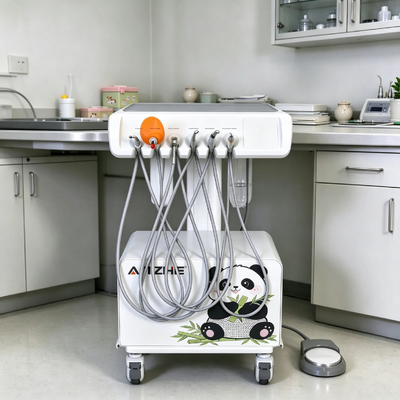 Unidad Dental Veterinaria Móvil 550W Compresor de Aire Libre de Aceite Unidad Dental Portátil para Mascotas con Succión y Lámpara de Curado LED
