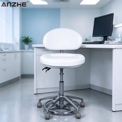 Adjustable Ergonomic Dental Stool with Backrest Height Rolling Doctor Stool for Clinic and Medical Center
